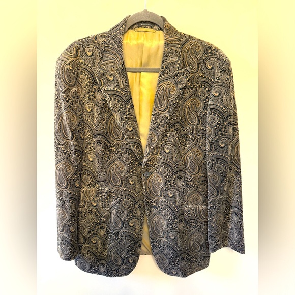 Velvet Paisley Blazer - Comes With Free Vest and Pants - Slim Fit - Purple